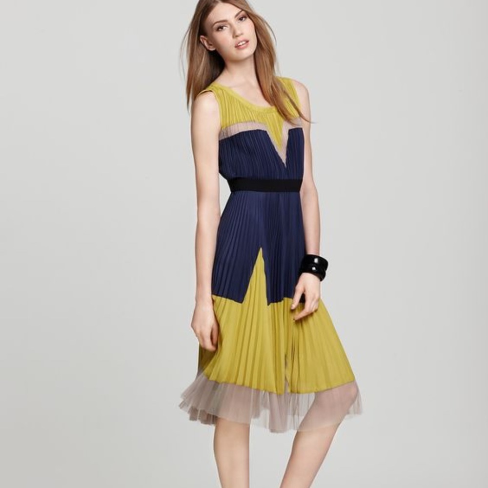 BCBGMAXAZRIA Dress - Pleated Color Block Dress